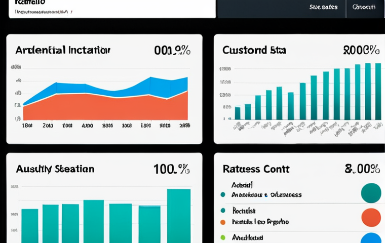 **
A dynamic visualization dashboard featuring Arabic script labels, showcasing key performance indicators (KPIs) relevant to business growth in the Middle East. The dashboard includes charts illustrating sales trends, customer retention rates, and market insights, with a confident data scientist analyzing the information. Focus on a clean, modern aesthetic.
**