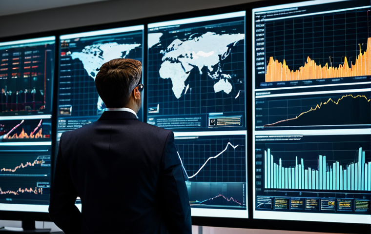 A professional data analyst, fully clothed in a modest business suit, intently observing a large, interactive transparent display showing complex but clearly visualized financial trends and market patterns. The digital interface showcases dynamic charts, graphs, and a world map with insightful data points, highlighting the transformation of raw numbers into compelling visual stories. The setting is a futuristic, sleek data analytics control room with soft, diffused lighting. The scene emphasizes deep insights and clarity, reflecting the power of AI-driven data discovery. safe for work, appropriate content, fully clothed, professional dress, perfect anatomy, correct proportions, natural pose, well-formed hands, proper finger count, natural body proportions, high quality, professional photography.