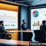 Home 19 비즈니스 문제 해결을 위한 데이터 과학 전략 - An elegant office scene set in a modern Middle Eastern business environment, featuring a diverse tea...