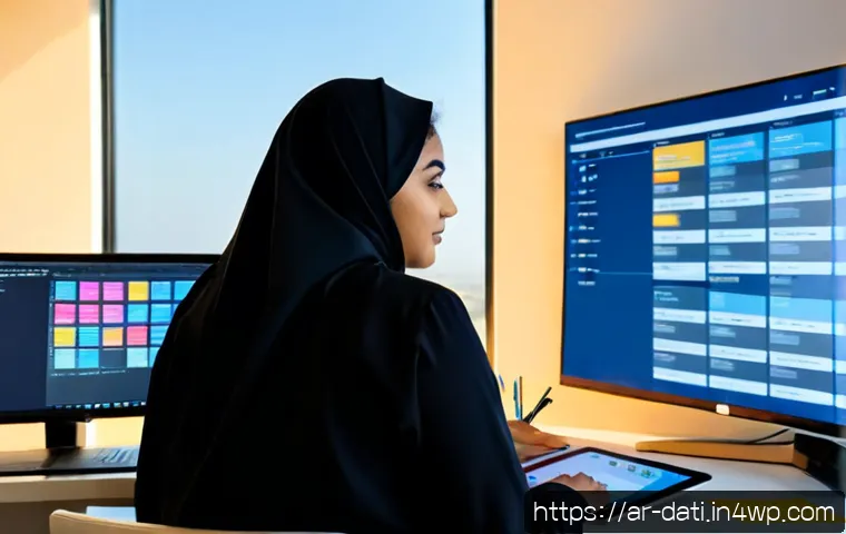 고급 데이터 과학 워크플로우 설계 전략 - Photorealistic modern data science workspace in a Gulf-region technology office, Arab data scientist...
